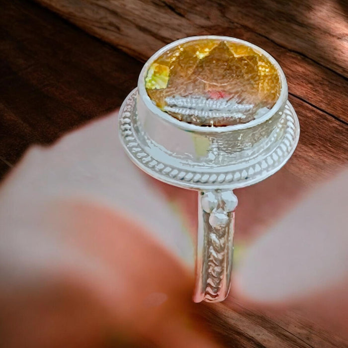 Tibetan Ring with Citrine Quartz