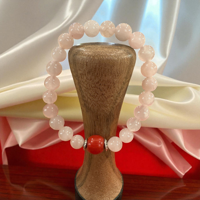 Bracciale di Quarzo Rosa con Custodia di Seta