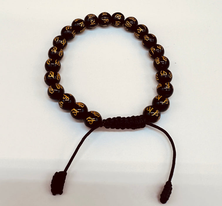 Bracciale tibetano con Onice scritta preghiera (OM MANI PEDME HUM)