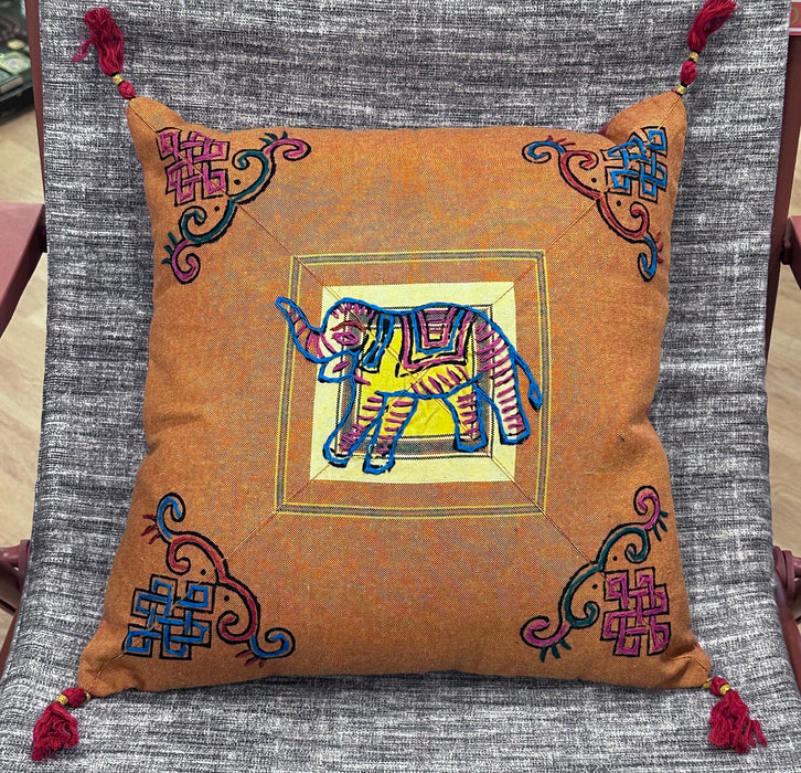 Embroidered elephant cushion