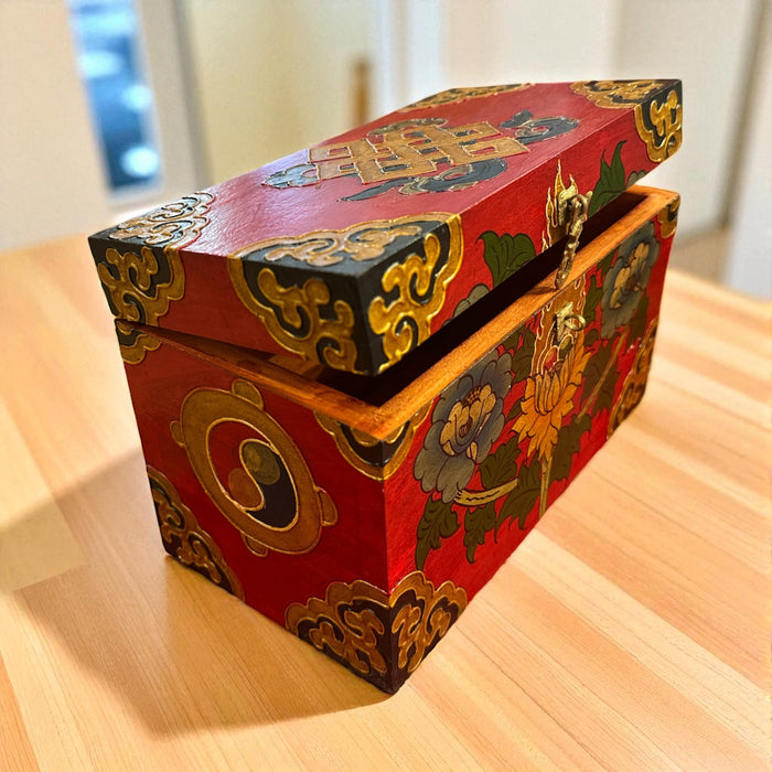 Tibetan trunk with lotus flowers