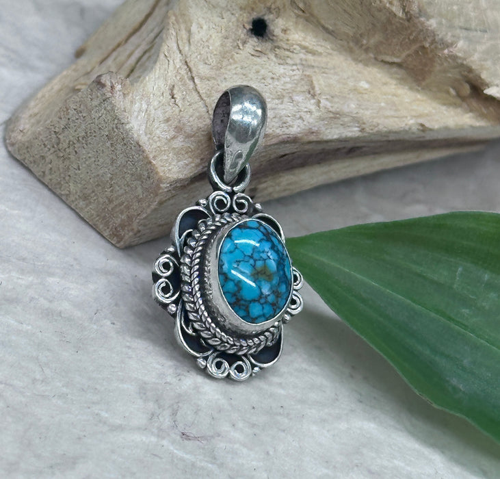 Ciondolo con turchese tibetano -argento 925