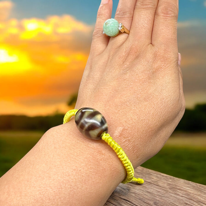 Dzi bracciale con Onda d'acqua e montagna