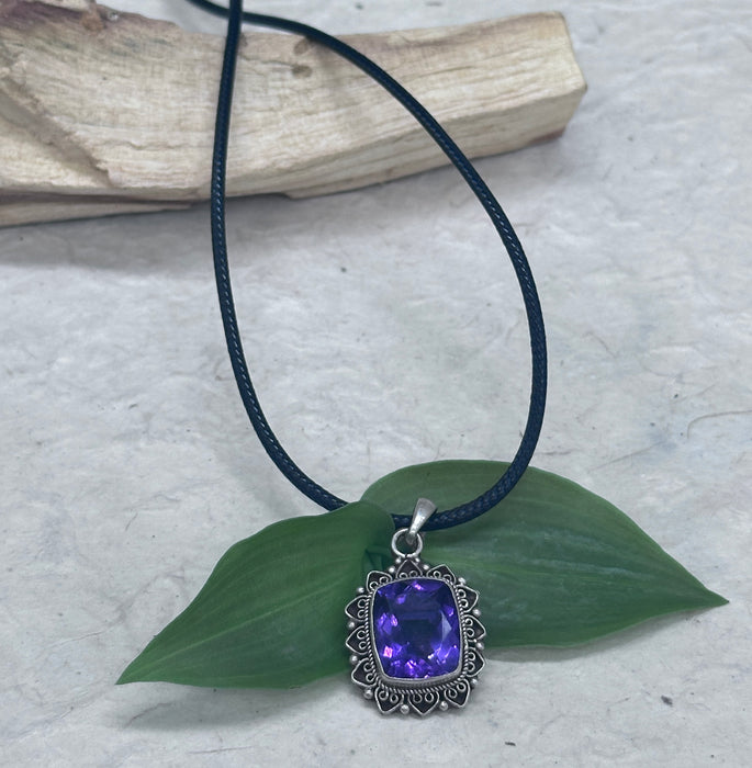 Amethyst Pendant - 925 Sterling Silver