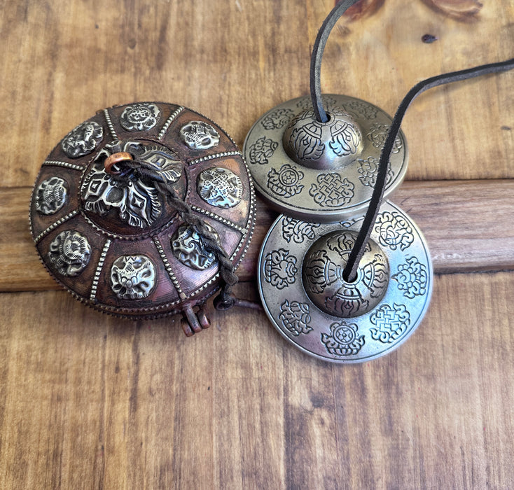 Cimbali tibetani con 8 simboli tibetani