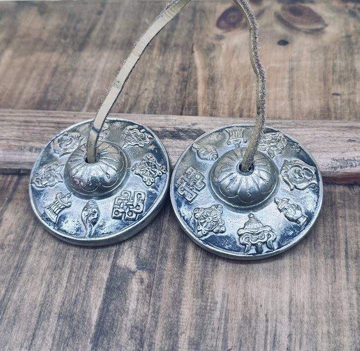 Cimbali Tibetani con 8 simboli di buona Auspicio