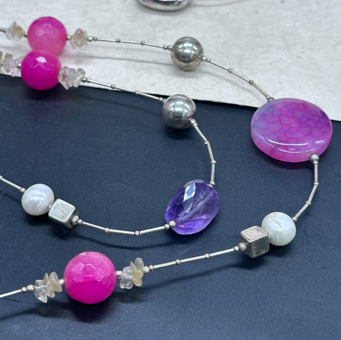 Collana tibetana con Amitista a argento 925