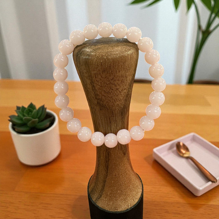 Bracciale a Quarzo Rosa con Custodia di Seta