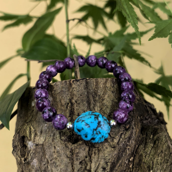 Braccialetto con charoite e turchese