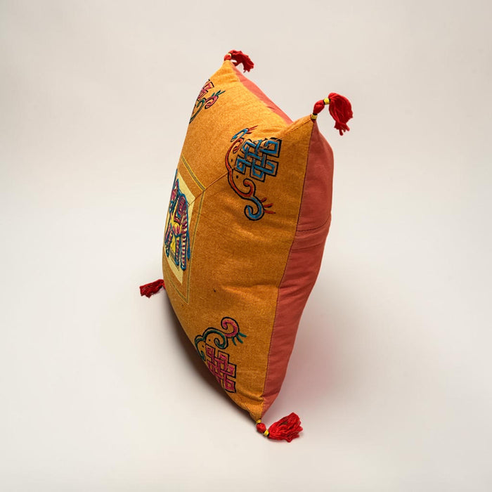 Embroidered elephant cushion