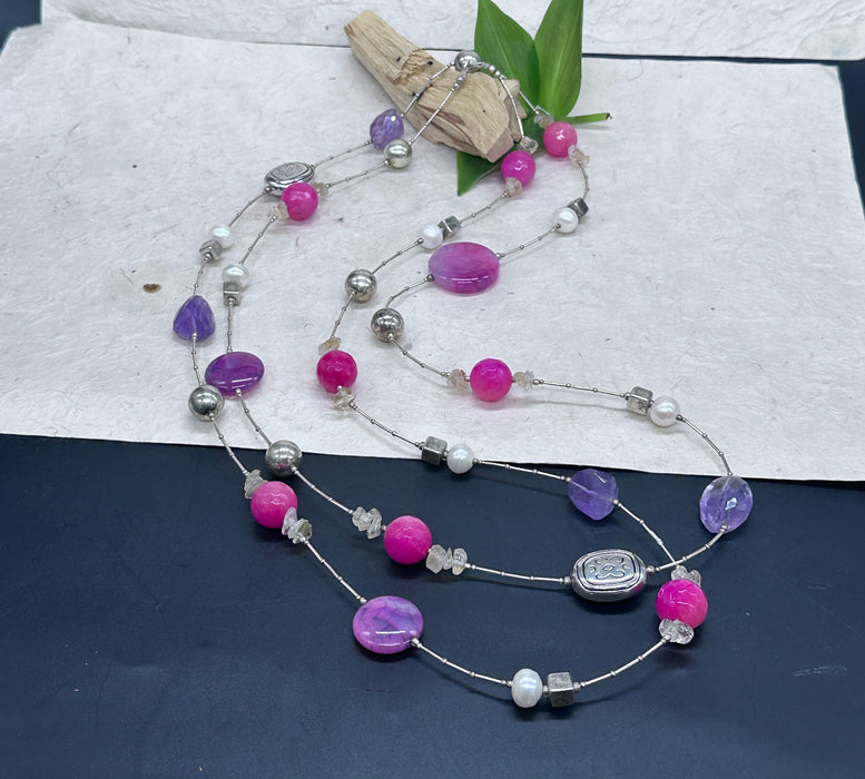 Collana tibetana con Amitista a argento 925