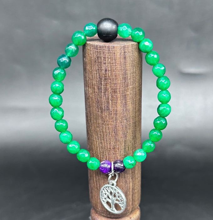 Bracciale con Agata verde e albero di vita