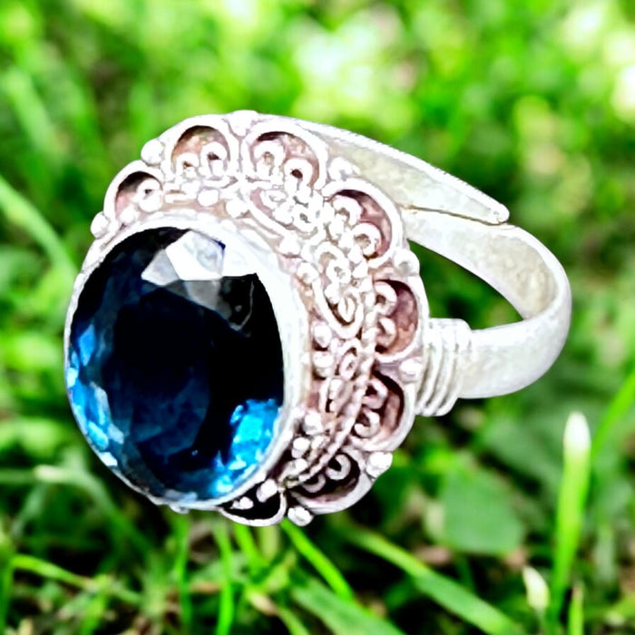 Ring with blue topaz