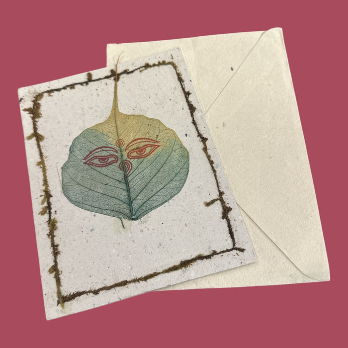 Biglietto da auguri con foglia di bodhi