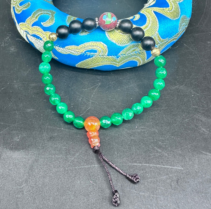 Braccialetto tibetano con onice e Agata verde
