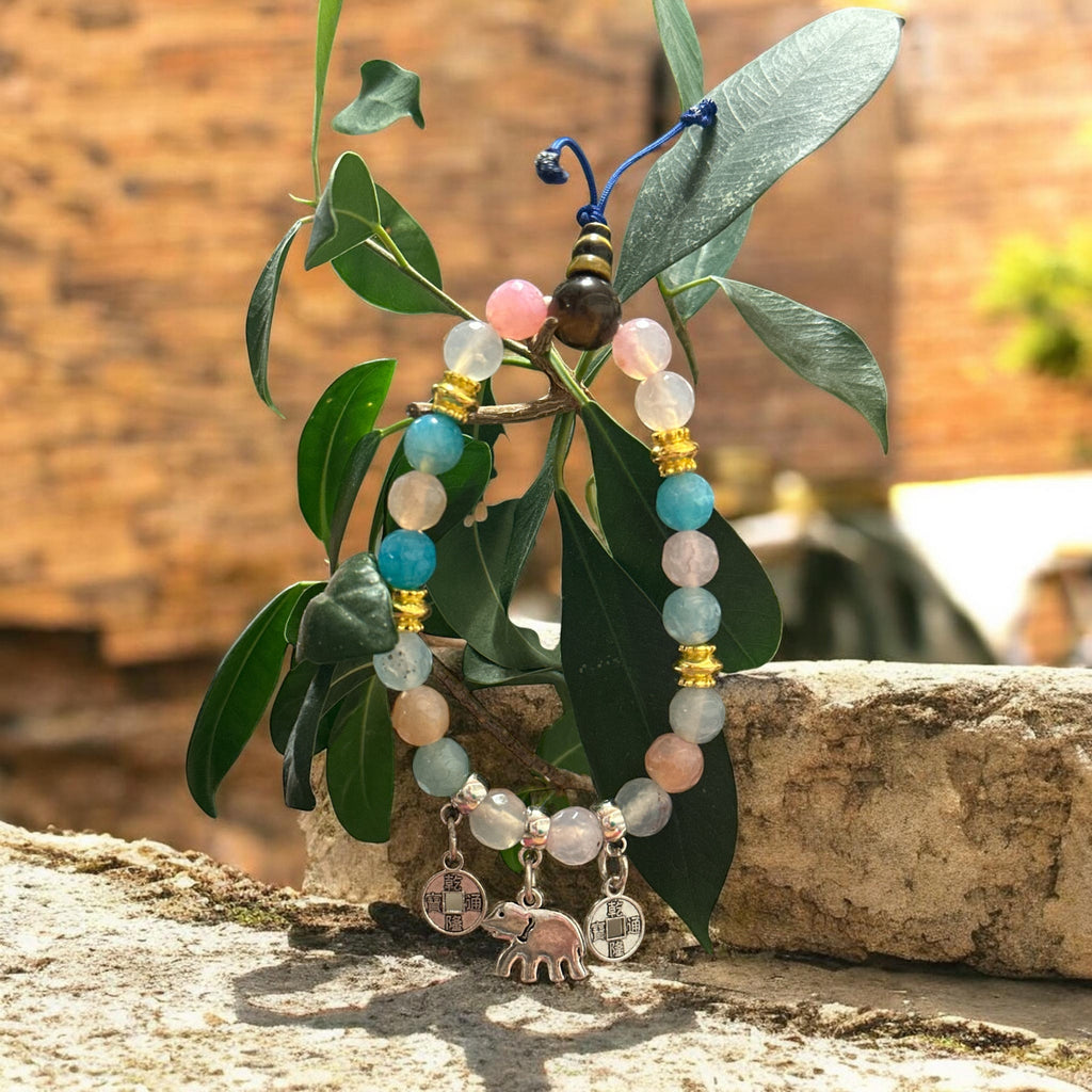 Bracciale Portafortuna Unisex In Pelle, Fatto A Mano, Con Ciondolo Foglia E Perla Di Strass, Regolazione Scorrevole