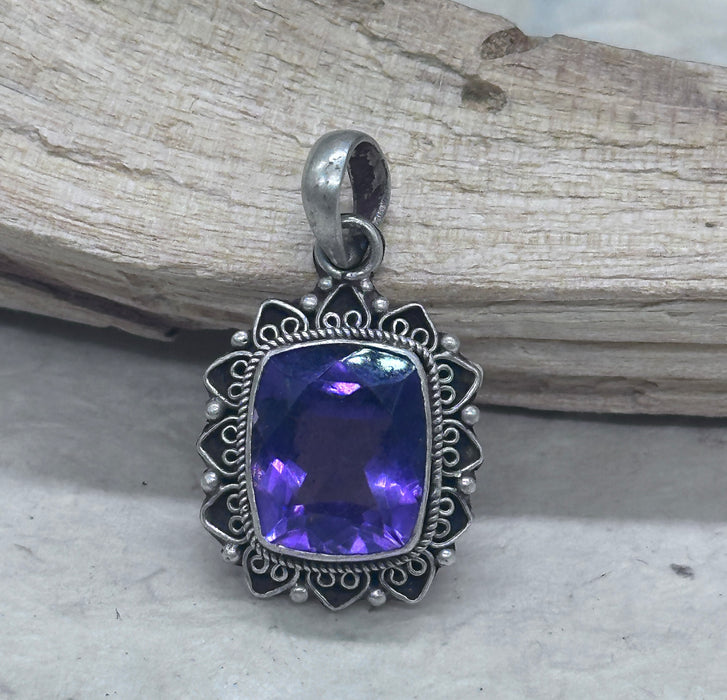 Amethyst Pendant - 925 Sterling Silver