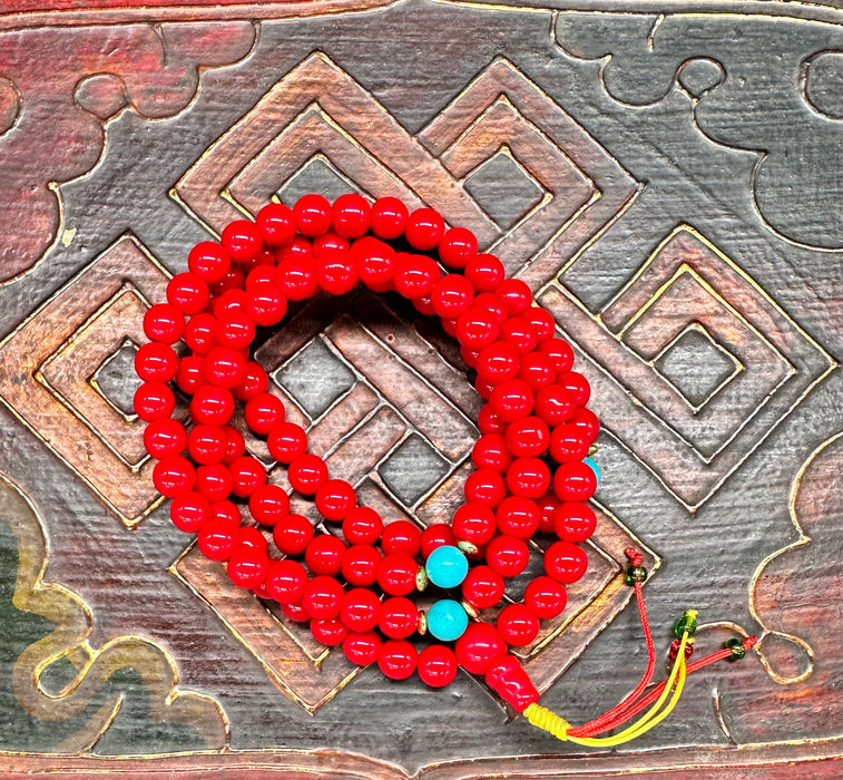 Mala 108grani con Agata rosso e turchese