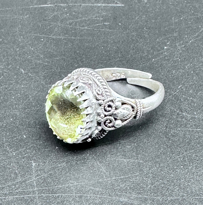 Tibetan Ring with Lemon Quartz