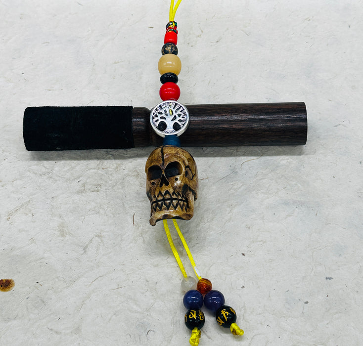 Portachiavi Tibetano con Albero della Vita, Teschi e Onice