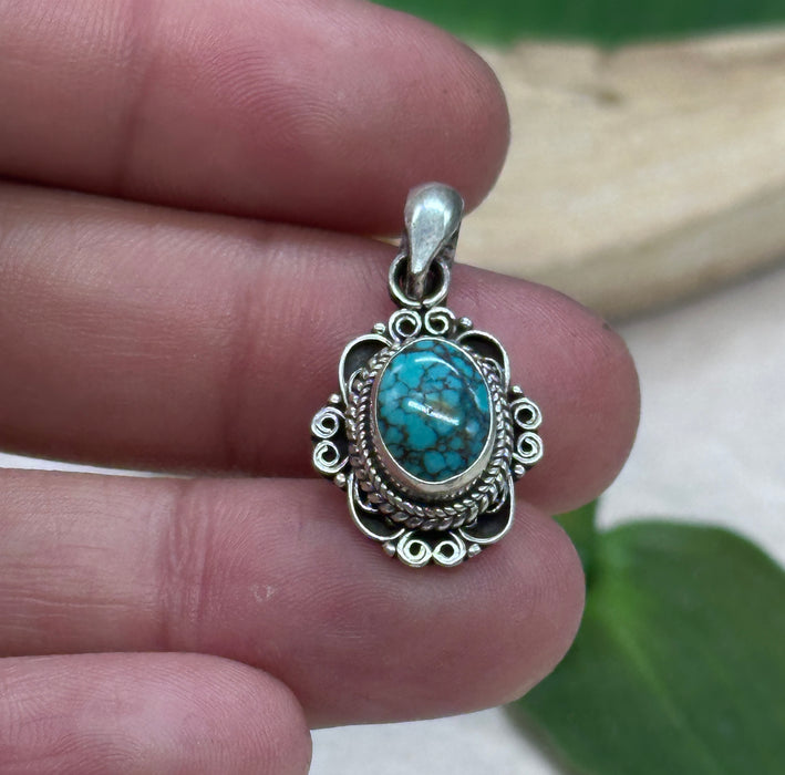 Ciondolo con turchese tibetano -argento 925