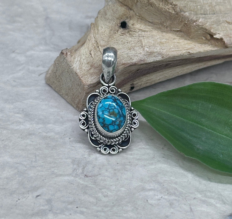 Ciondolo con turchese tibetano -argento 925