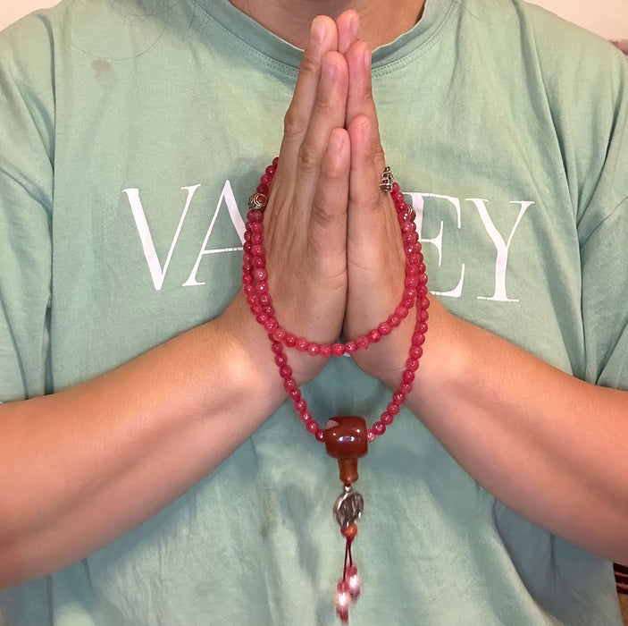 Mala piccola con pietra angelite e ciondolo (albero di vita)