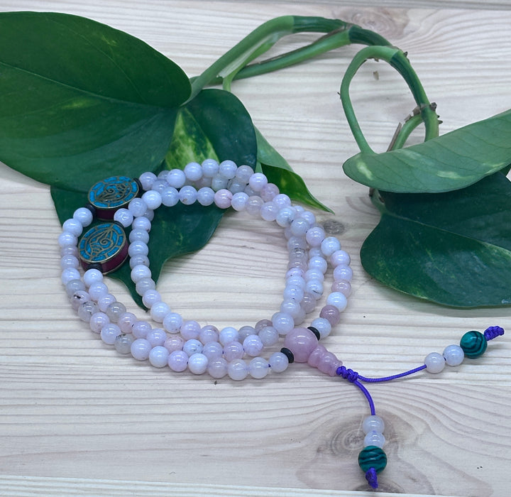 108-Bead Agate Mala with Guru Pendant