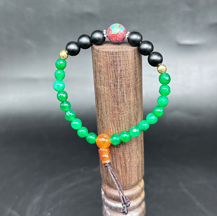 Braccialetto tibetano con onice e Agata verde