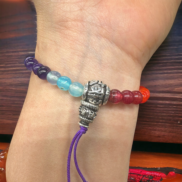Bracciale di 7chakra con buddha e guru(om mani pedme hum)
