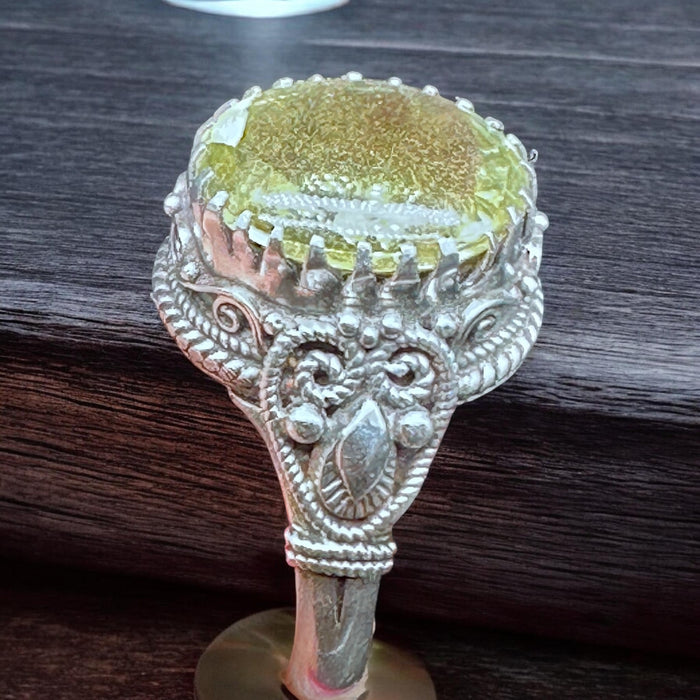 Tibetan Ring with Lemon Quartz