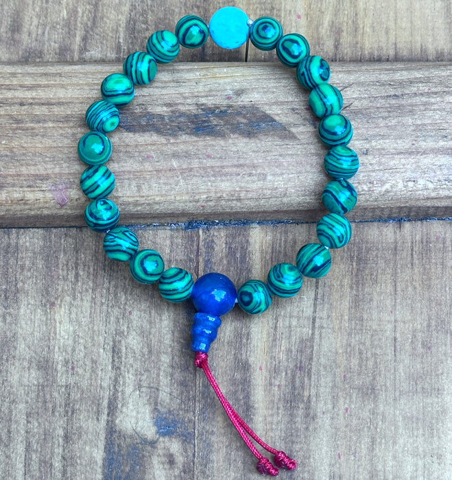 Bracciale a Malachite verde con Custodia di Seta