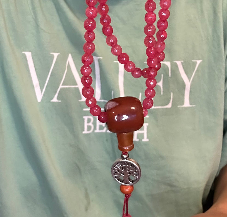 Mala piccola con pietra angelite e ciondolo (albero di vita)