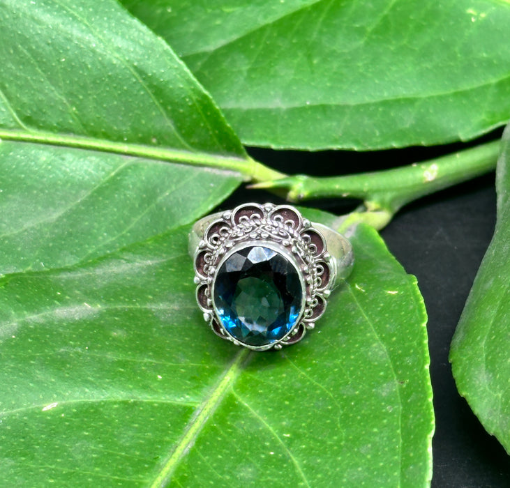 Ring with blue topaz