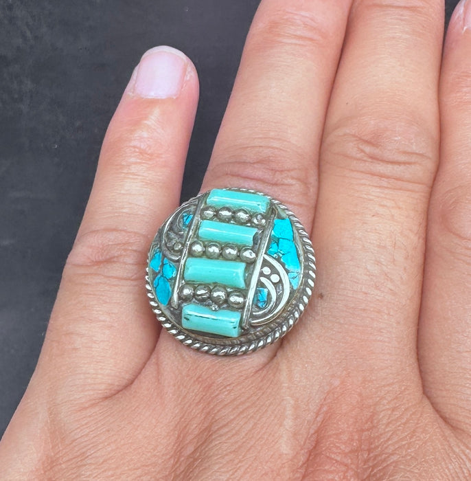 Anello tibetano con turchese
