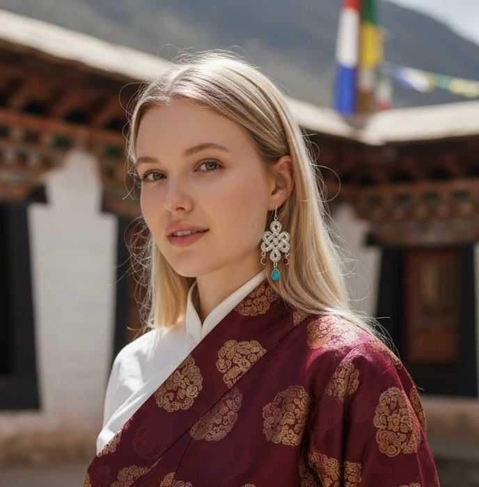 Orecchini Simbolo Infinito in Turchese Tibetano e Diaspro