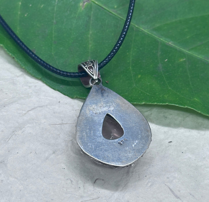 Rose quartz pendant-925 silver