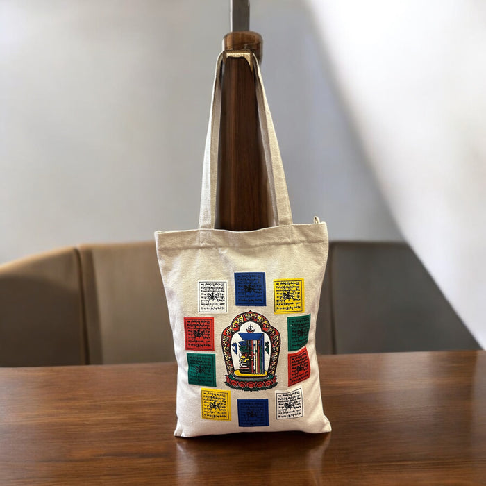 Borsa con bandierina di preghiera tibetana di cotone grezze