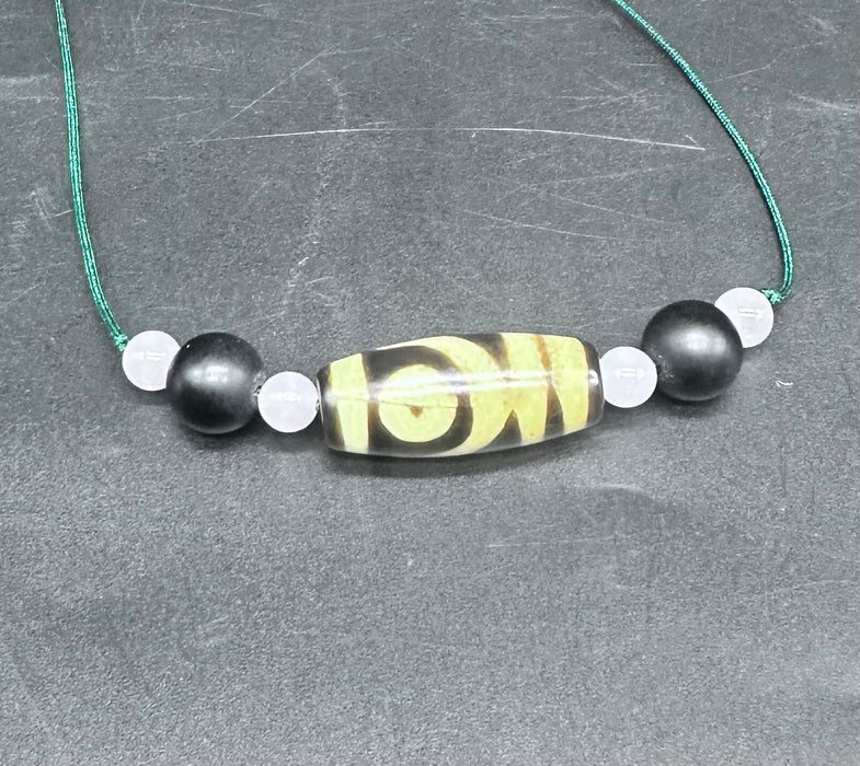Dzi collana tibetana con 2 occhio