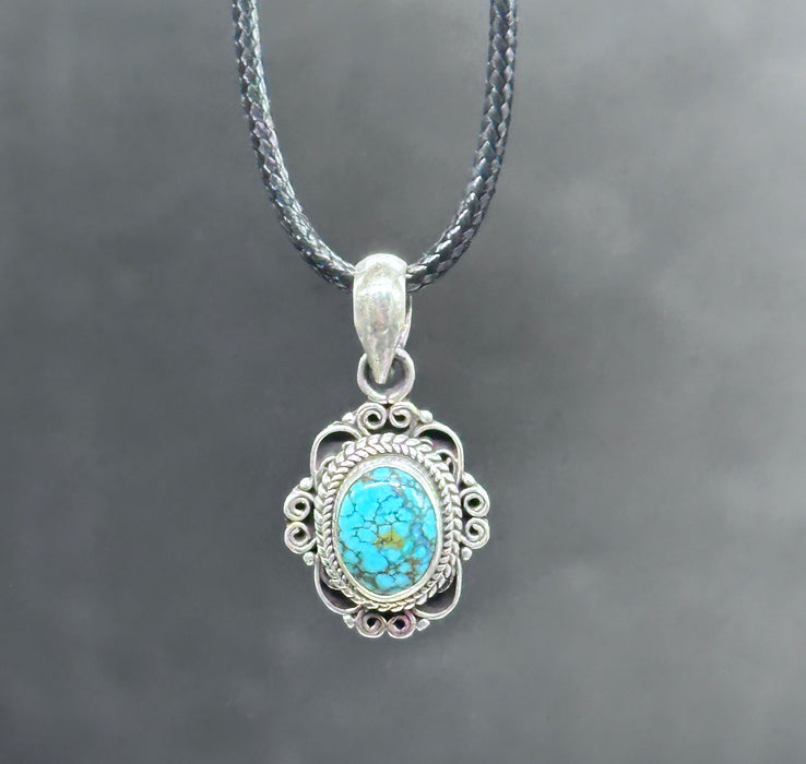 Ciondolo con turchese tibetano -argento 925