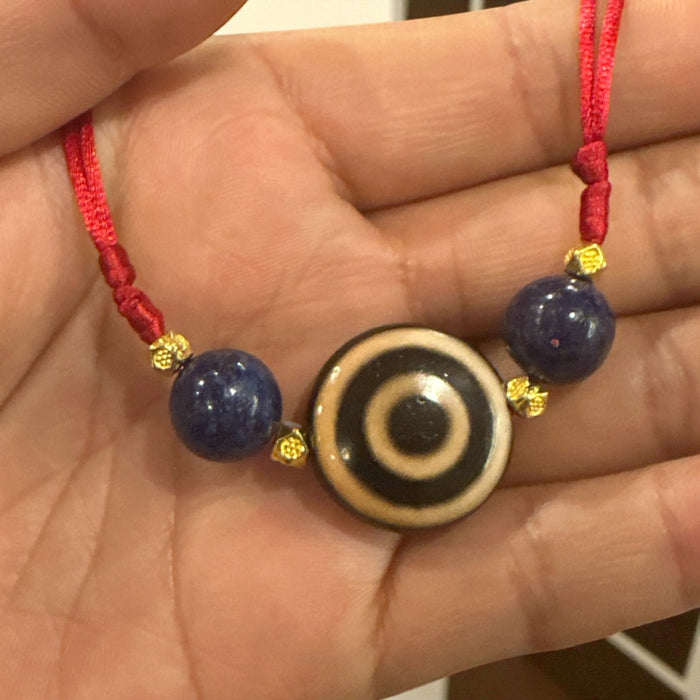 Dzi tibetanno  a Terzo Occhi  e Lapislazzuli
