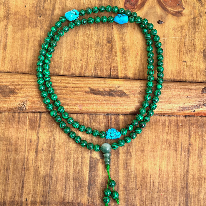 Mala con malachite verde e turchese