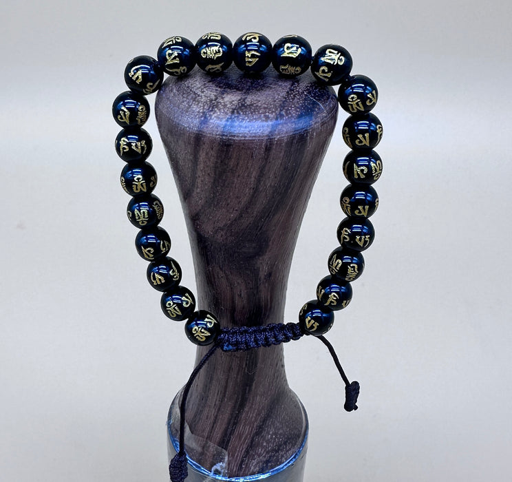 Bracciale tibetano con Onice scritta preghiera (OM MANI PEDME HUM)