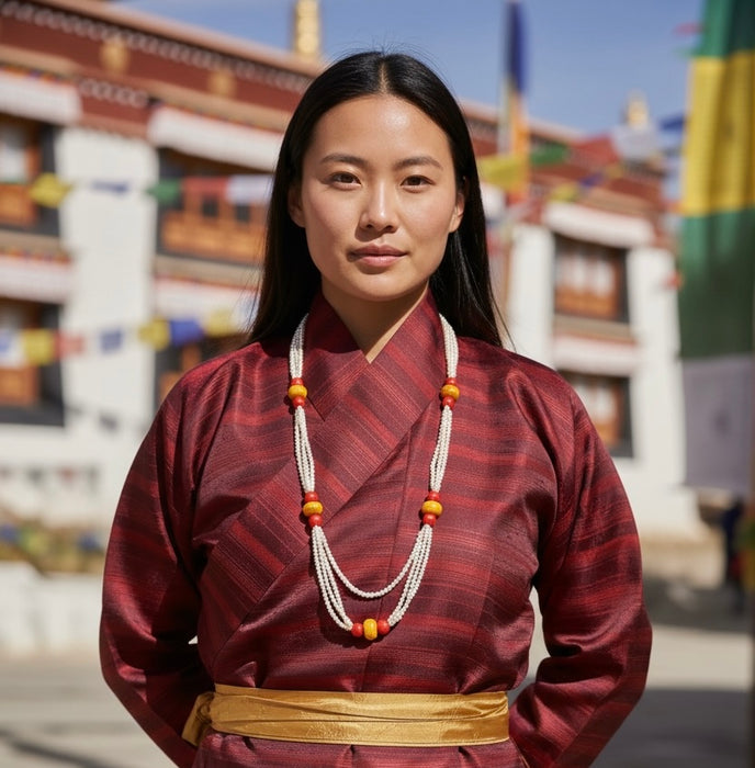 Tibetan necklace with mother-of-pearl beads