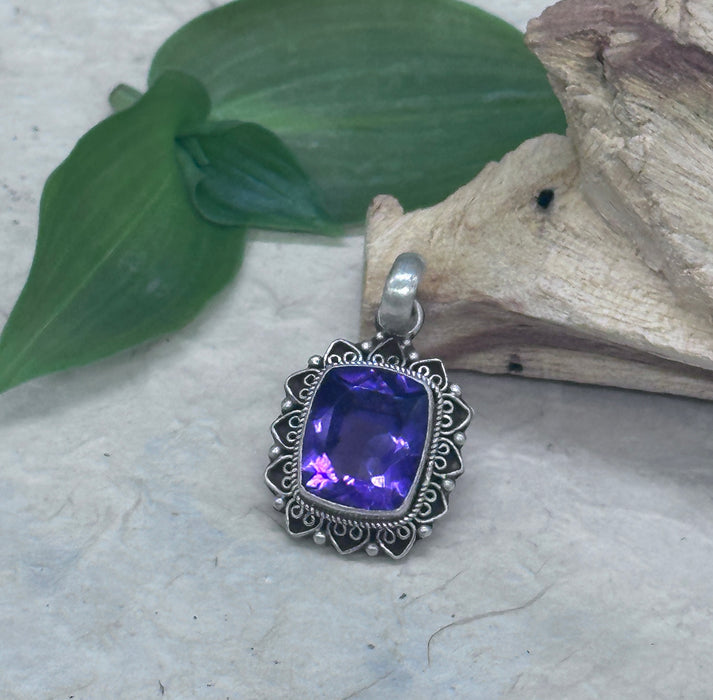 Amethyst Pendant - 925 Sterling Silver