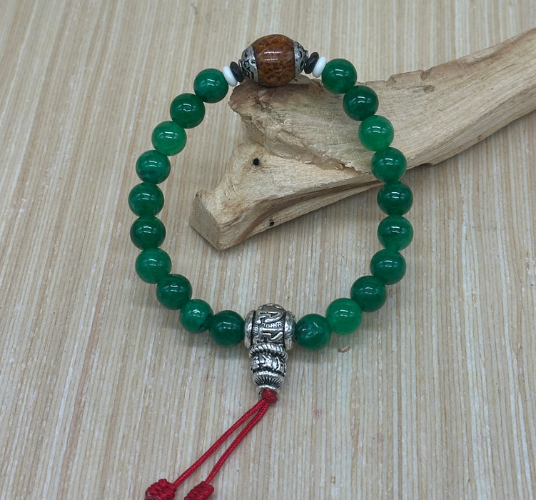 Braccialetto a Agata verde con mantra
