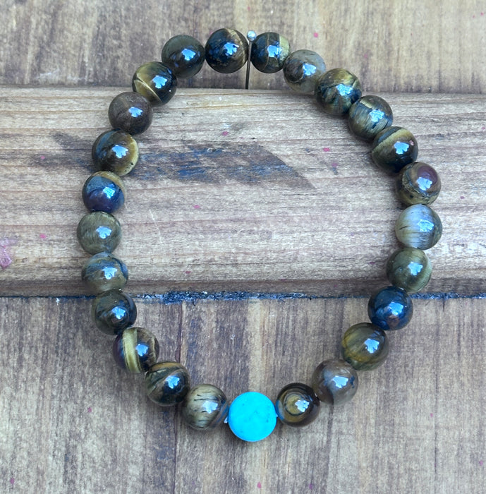 Bracciale a Occhio di tigre con Custodia di Seta