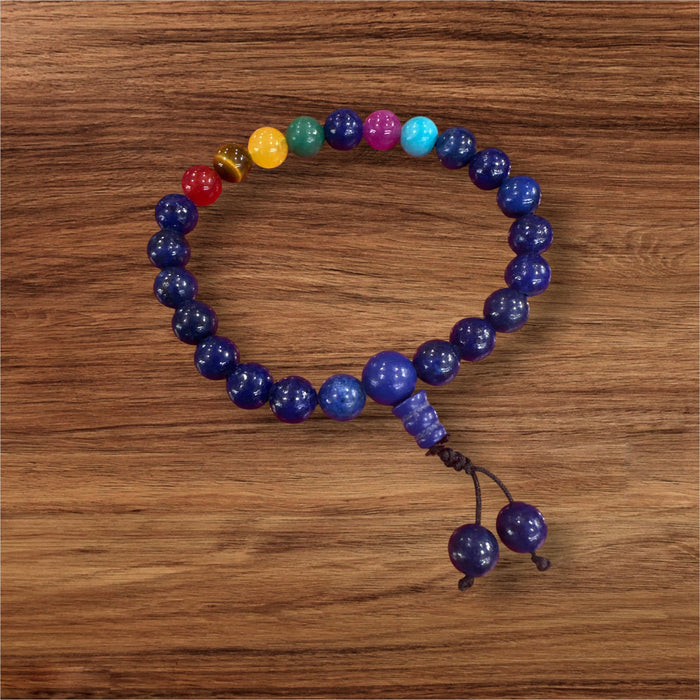 Braccialetto  con  lapislazzuli e pietri di 7 chakra