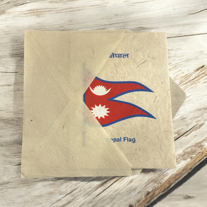Biglietto da auguri con banditdi Nepal in carta di riso