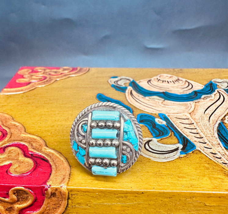 Anello tibetano con turchese